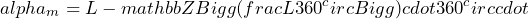 \[alpha_m=L-mathbb{Z}Bigg(frac{L}{360^circ}Bigg)cdot 360^circcdot\]